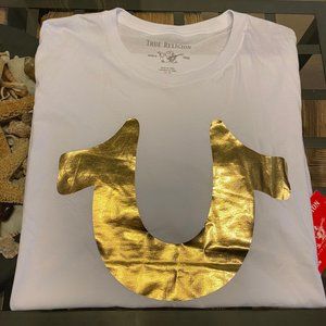 $69 TRUE RELIGION MEN WHITE XL GOLD LOGO TEE NWT